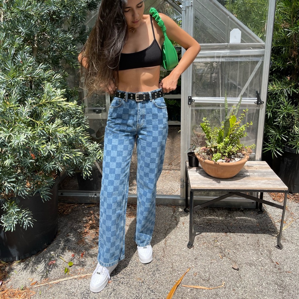 RAGGED Checkered Blue Jeans